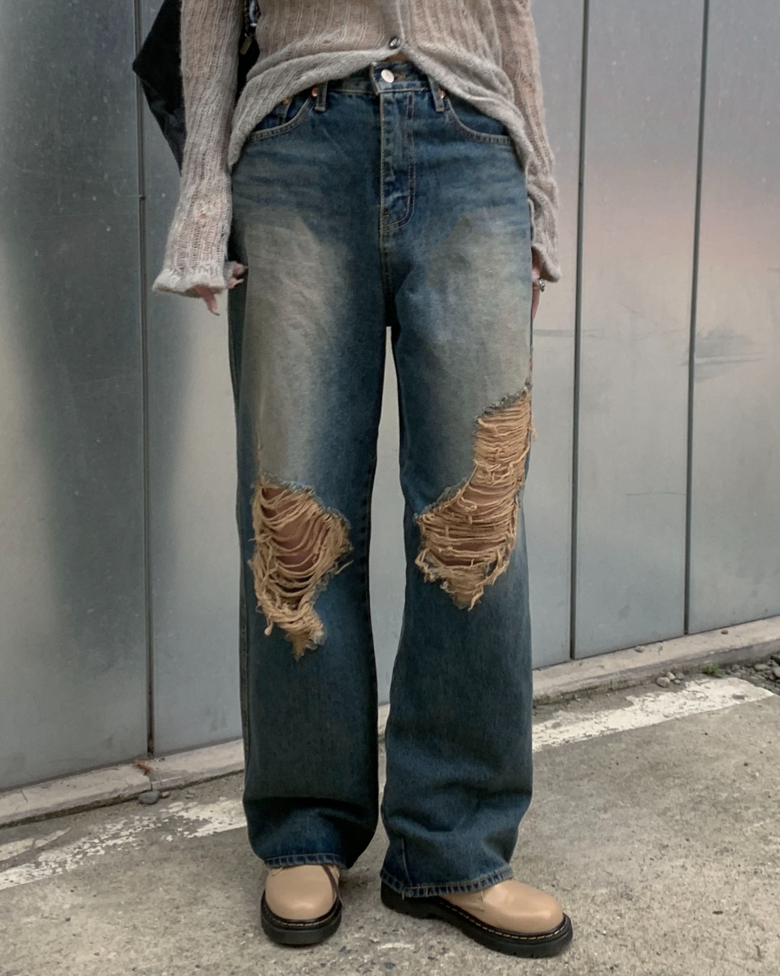 Vintage rough denim pants