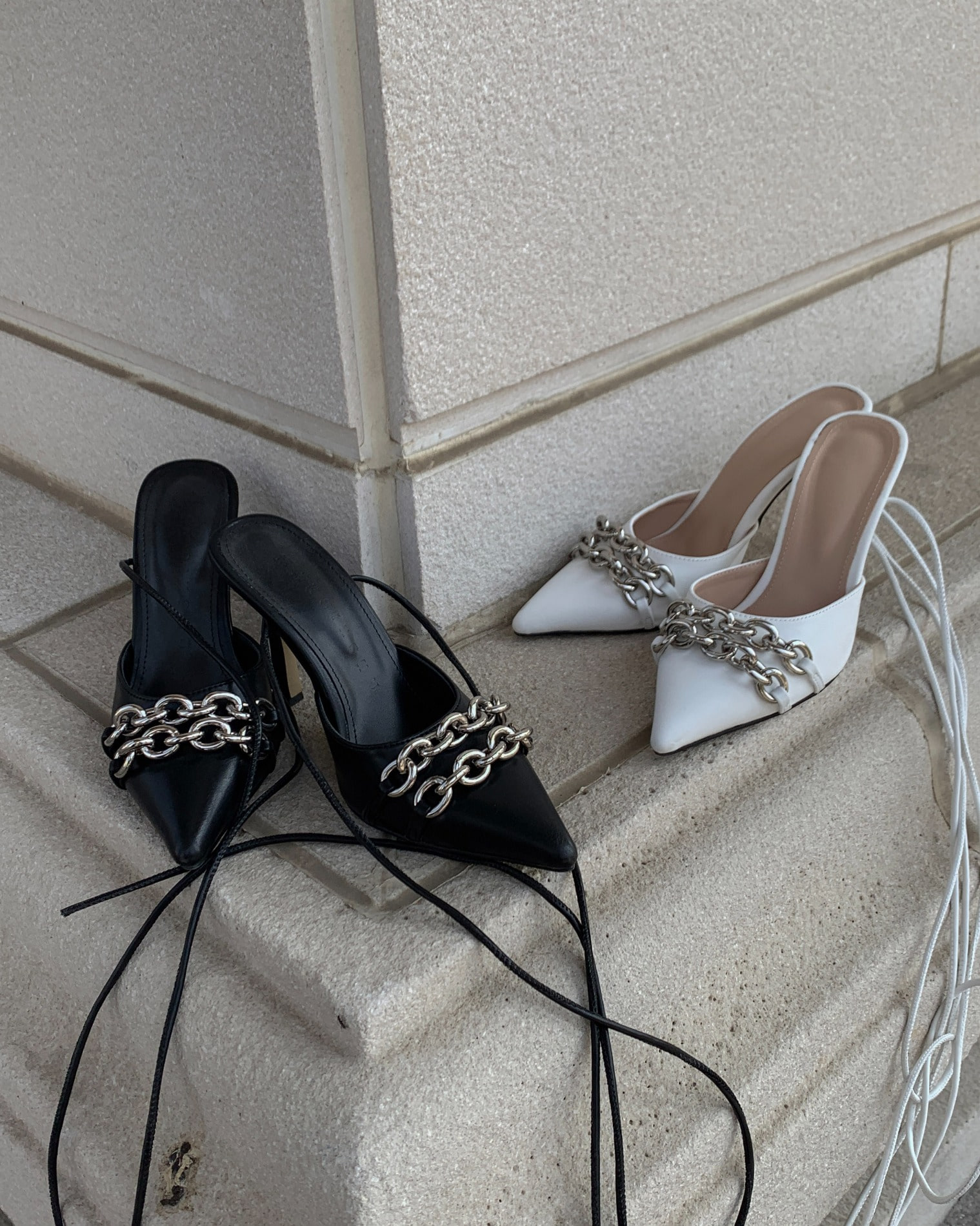 Chain strap heels