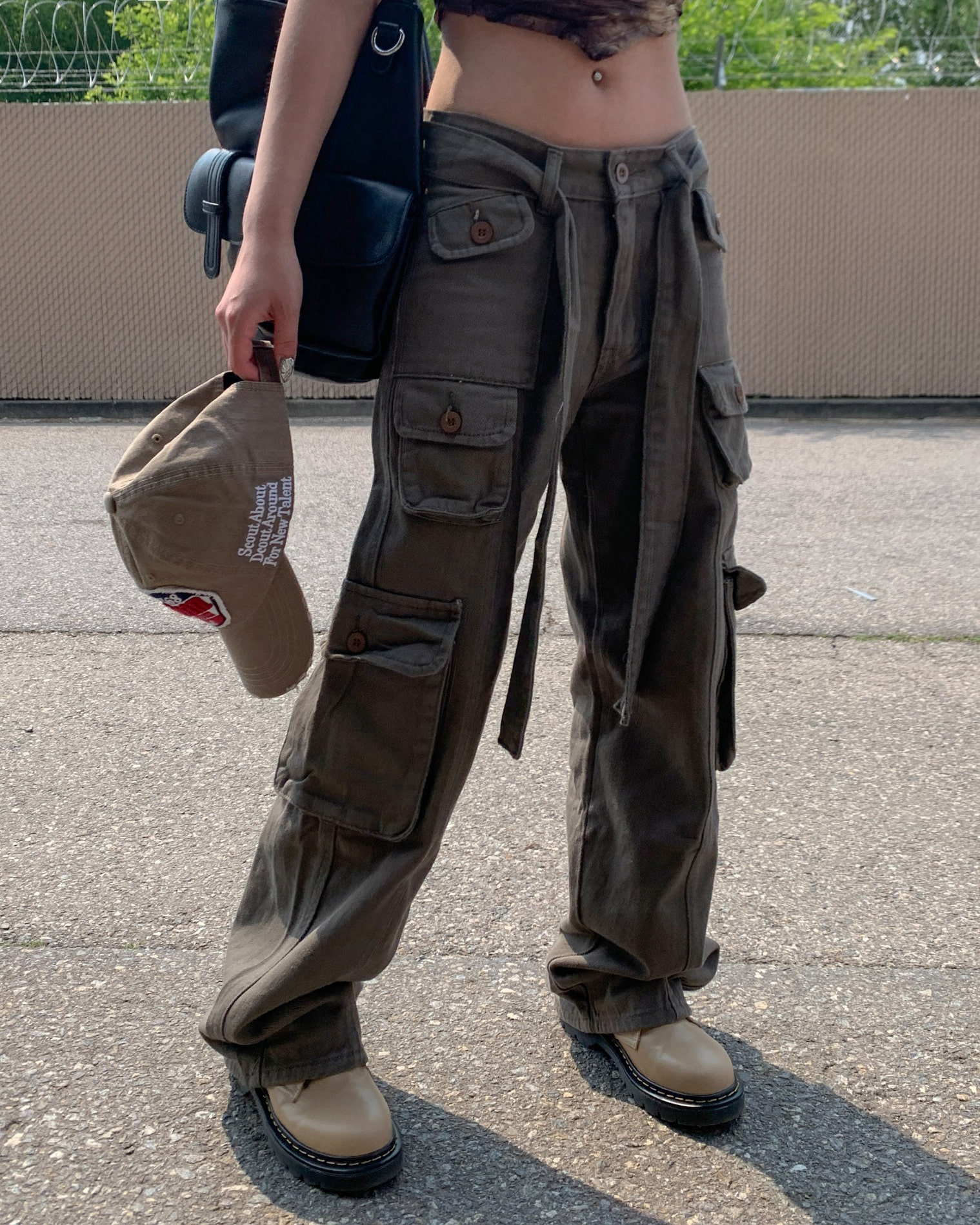 Belt cargo pants