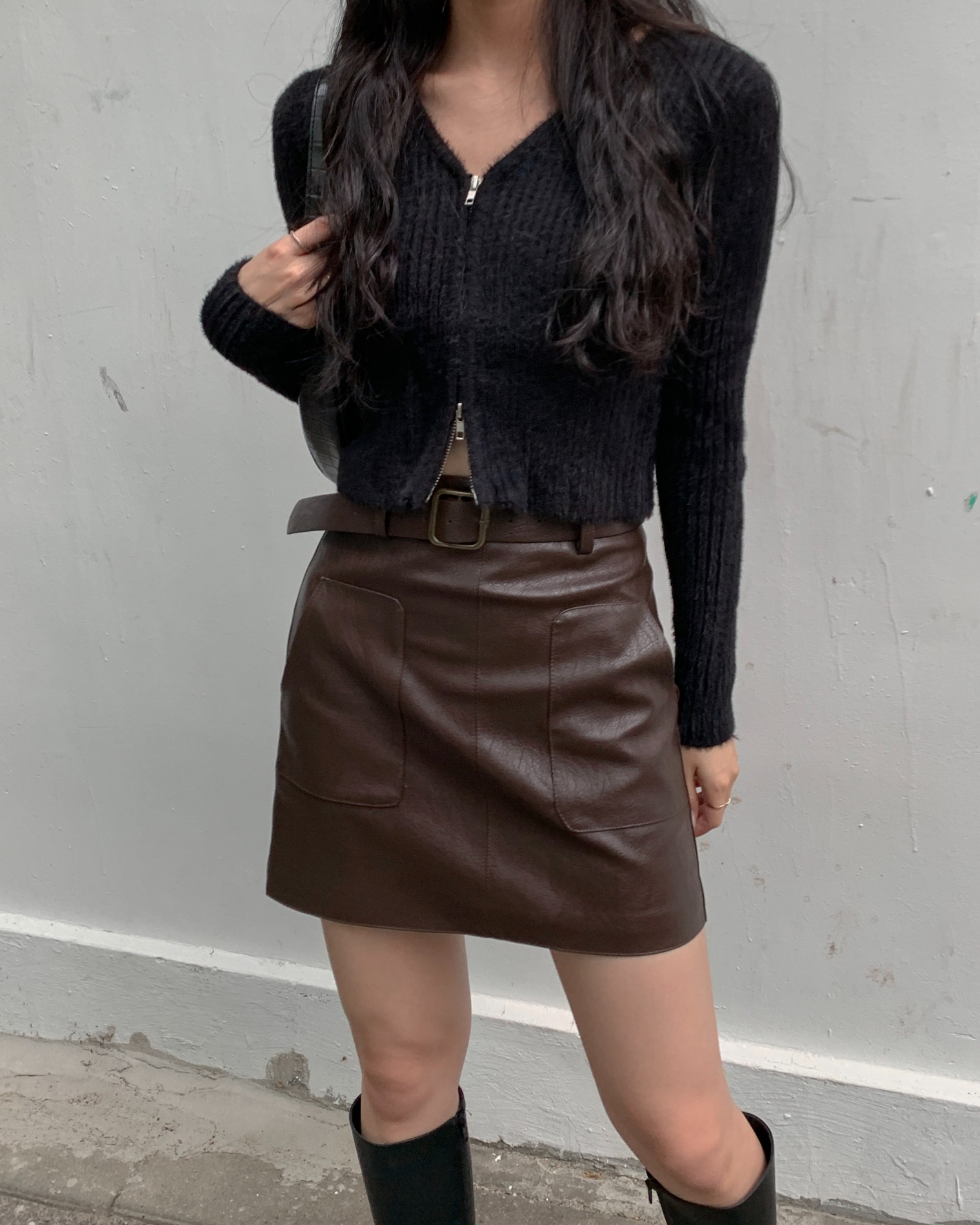Leather belt skirt