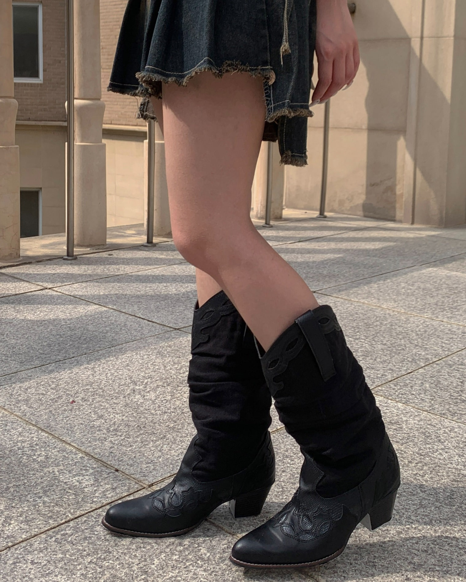 Linen western boots