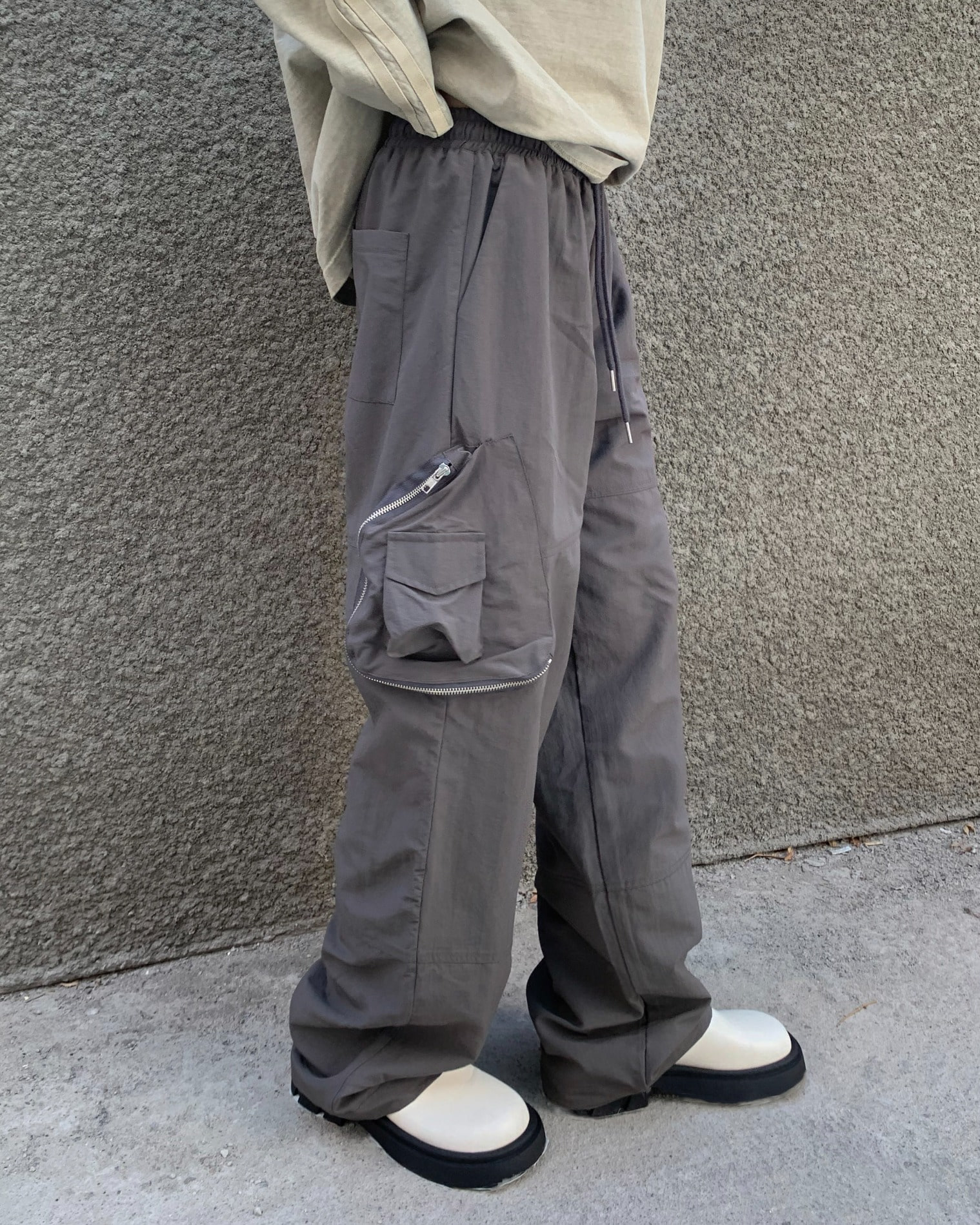 (Unisex) Round zipper cargo pants